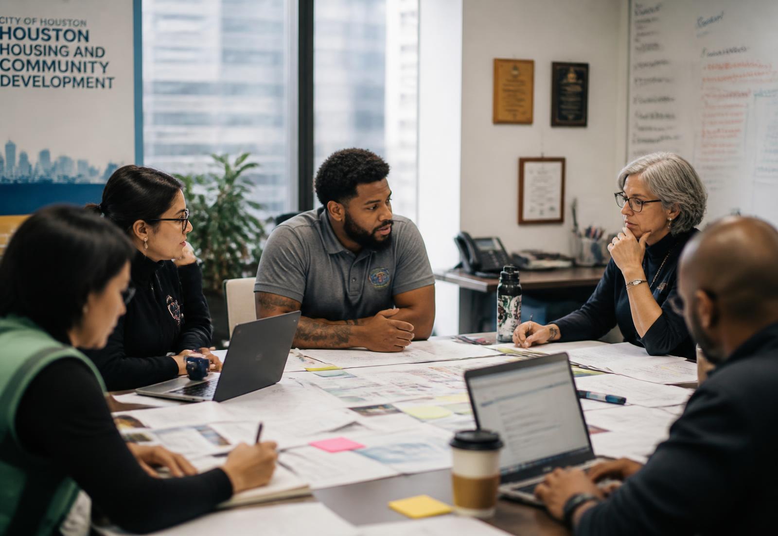 Public-service team collaborating around a table